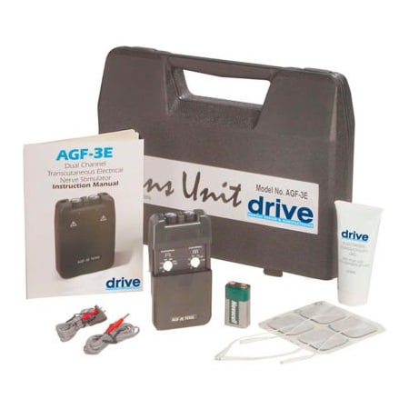 Drive Medical Portable Economy Dual Channel TENS with Electrodes & Carry Case AGF-3E